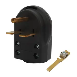 2-in-1 NEMA 6-30P/6-50P Plug – 30/50 Amp, 250V Angle Plug, 3-Pole 3-Wire Straight Blade Plug for Welder & Ranges, Max Cable OD 1.0" (Black)