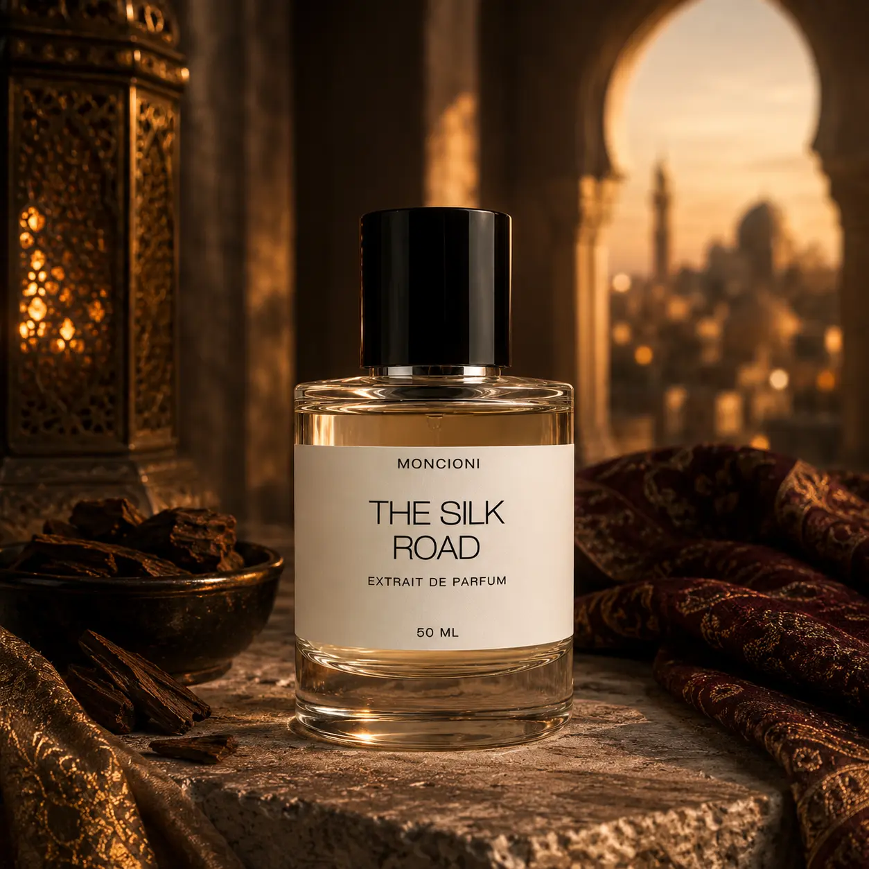 Moncioni The Silk Road Extrait de Parfum - Unisex Luxury Fragrance with Oud, Rose, Saffron, Long-Lasting, Designer-Inspired Niche Perfume Gift