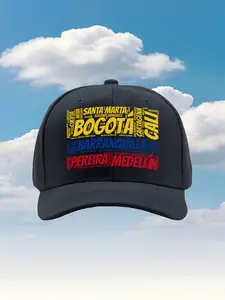 Colombia Flag with City Names Word Art 2026 new model Classic Baseball Cap-Adjustable, Suitable for Both Men and Women, Available in Multiple Colors, Comfortable Breathable Hat Suitable for Men and