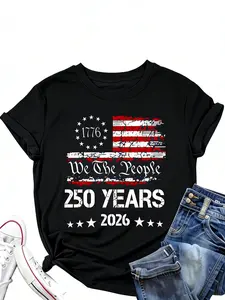 250 YEARS 2026 We The People Round-neck Pullover Comfortable And Soft Women's T-shirt