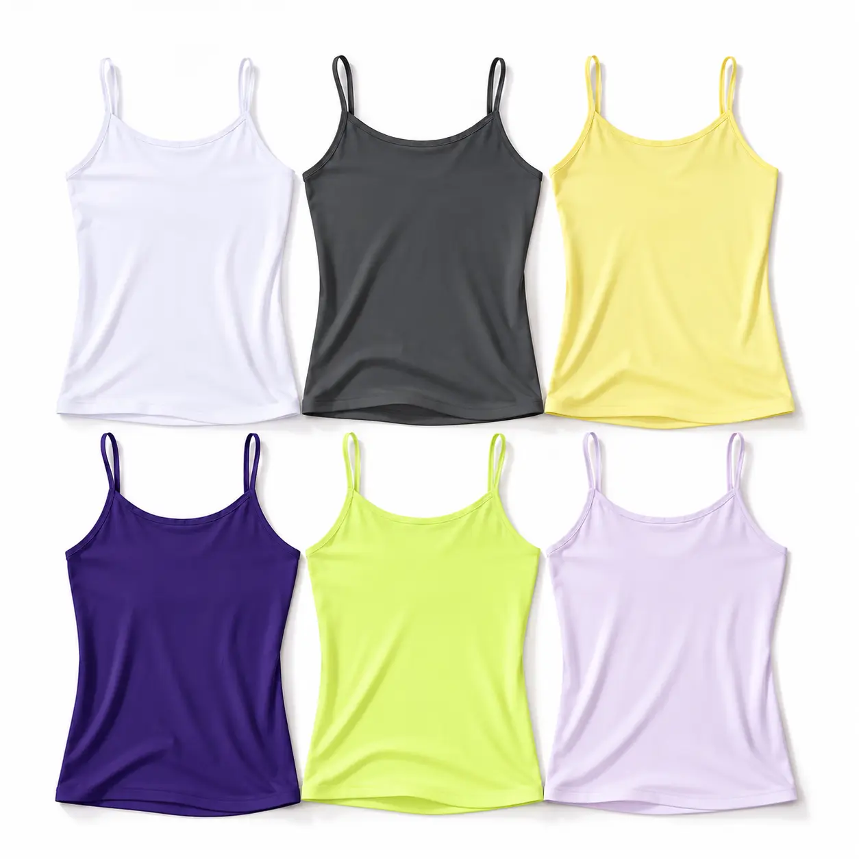 Women's Camisole Tank Tops, 6 Pack, Spaghetti Strap, Lightweight, Breathable, 4-Way Stretch, Machine WashableST