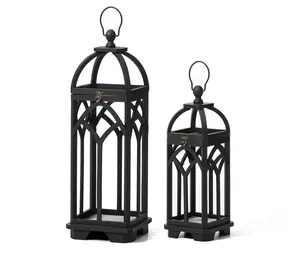 Glitzhome S/2 F armhouse Church Window Wood & Metal Lanterns