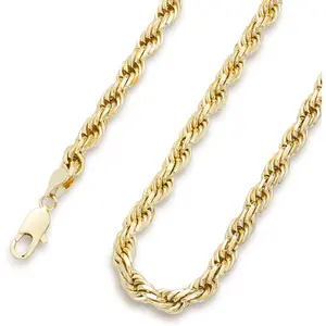 18K gold-plated cord chain necklace, 24 inches long, 6mm/8mm wide, faceted design, security clasp, unisex, ideal gift for men and fashion enthusiasts.