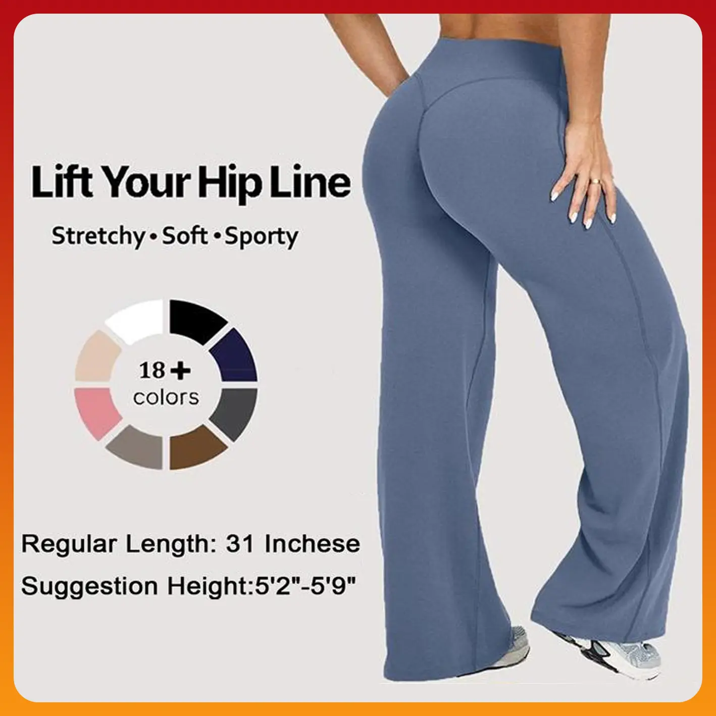DENFY SoftMotion Straight Leg Bottoms 31" Inseam Fitness Gymwear Women Workout Leggings Gym Sportswear Outdoor Sports Yoga Pants Sav Wide Leg Pants