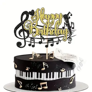 1 music-themed birthday party cake decoration