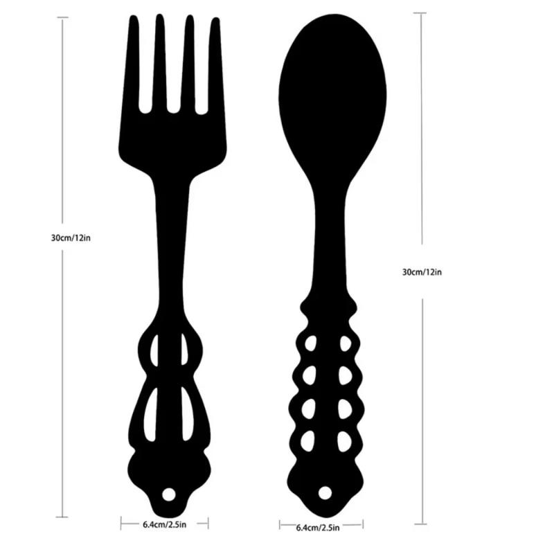 1pc Large Fork Spoon Metal Signs - Rustic Kitchen Decor, Farmhouse Spoon and Fork Shaped Wall Hanging