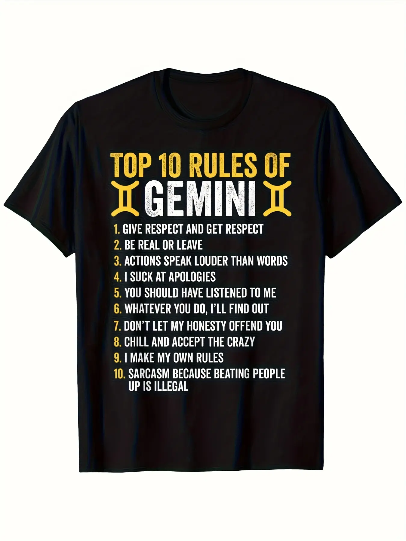 Gemini Zodiac Sign T-Shirt - Top 10 Rules Of Gemini Graphic Tee|  180Gs Unisex Crew Neck Casual Streetwear For Men & Women (S-Xxxl) - Funny Astrology Gift For Birthdays, Graduation| Vintage Style, All-Season Fit