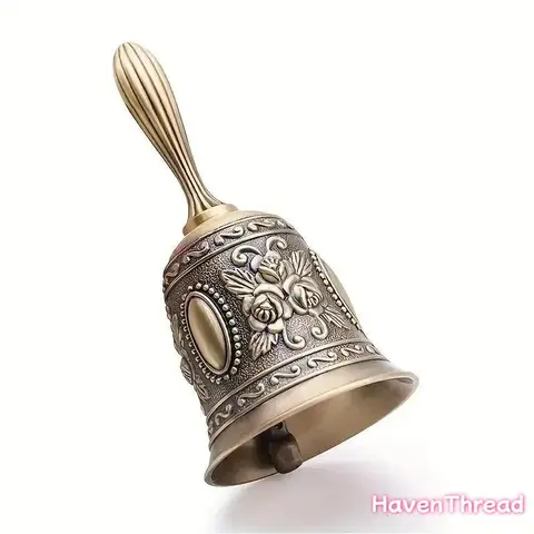 Vintage Brass Metal Pengling Hand Bell - Hand-Played Classic Call Bell Percussion Instrument, Unisex Musical Tool for Adults, Elegant Wedding Accessory for Event & Garden Gatherings