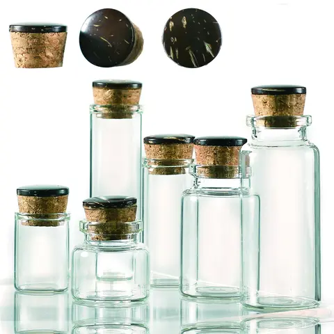 Mini Glass Jar with Cork Stopper, 12pcs/6 Counts Clear Glass Bottle, Reusable Glass Bottles, Decorative Glass Jar, Portable Storage Jar for Crafts, Projects, Decoration, Party Favors, Glass Spice Jars, Seasoning Containers