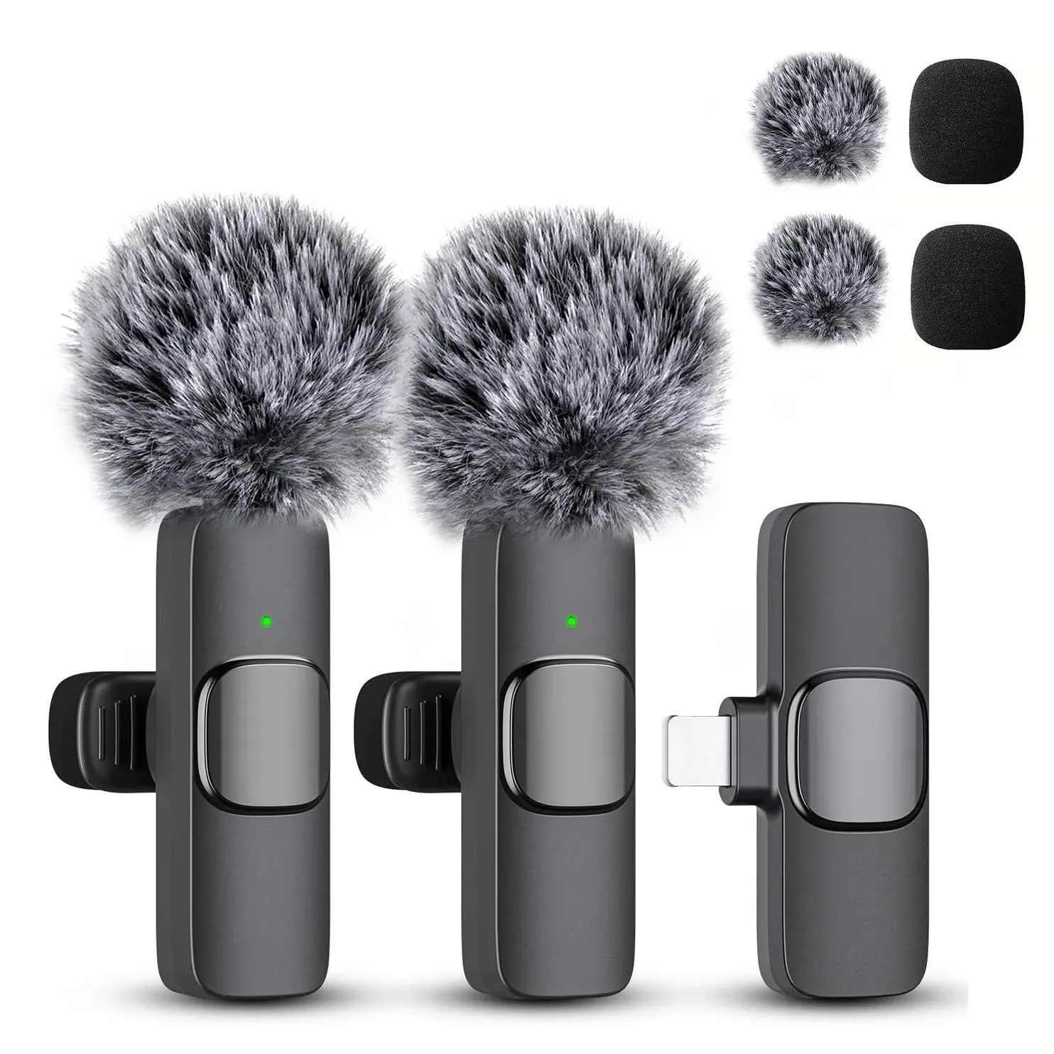 Wireless Lavalier Microphone, USB Rechargeable Wireless Microphone, Noise Reduction Microphone for Video Recording Interview Podcast Vlog, Audio, Lapel Microphone, Clip Microphone, Microphone Set