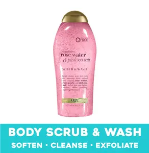 OGX Pink Sea Salt & Rosewater Gentle Soothing Body Scrub, 19.5 Fl oz