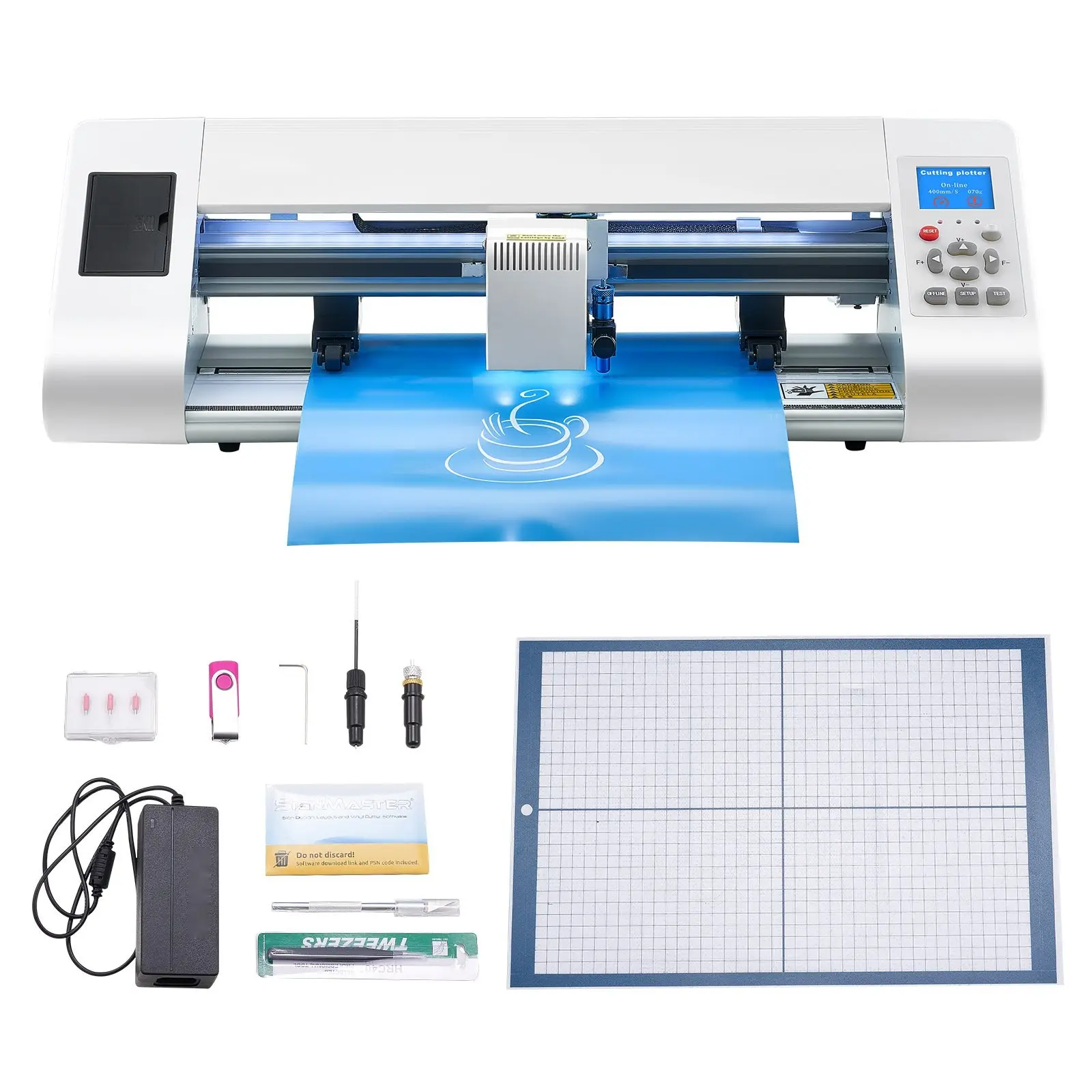 Professional Vinyl Cutting Machine With Automatic Edge Detection And Adjustable Cut Depth For Precise Sign Making, Heat Transfer, And Sticker Projects; Desktop Cutter Plotter Compatible With PVC, Vinyl Sheets, And Car Wrap