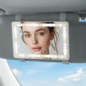 Car Sun Visor Makeup  with LED Lights - Rechargeable, Touch Control, Adjustable Brightness - HD Vanity  for Perfect On-The-Go Makeup Mirror