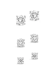 Sterling Silver CZ Stud Earring Set