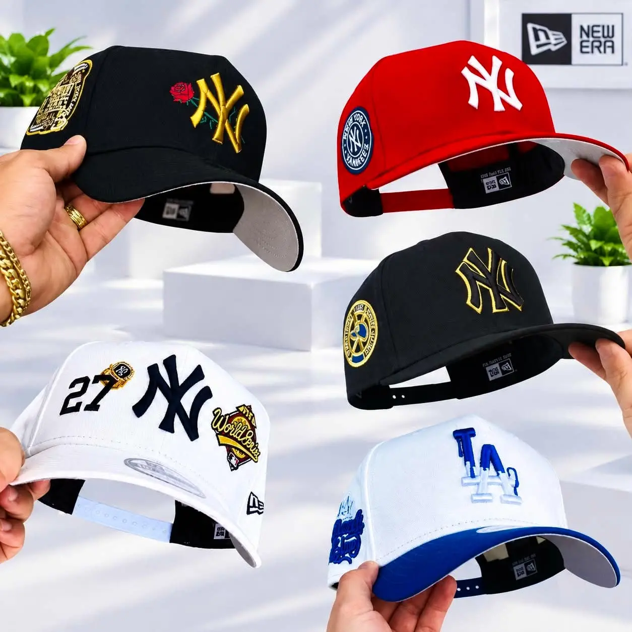 New Era MLB Yankees Logo Baseball Hat – NY Yankees Embroidered Snapback Cap for Men Women, Premium 9FORTY 59FIFTY Style Adjustable Curved Brim, Retro Vintage Y2K Streetwear, Hip Hop Fashion, Urban Unisex Casual Sports Hat