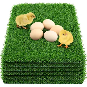6 Pack Washable Artificial Grass Chicken Nesting Box Pads 12"×12"×1" for Chicken Coop Pet Garden Lawn Indoor Outdoor