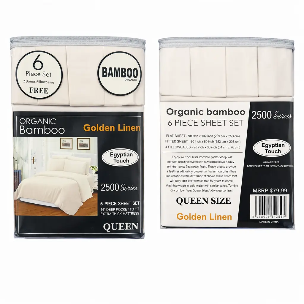 6Pc organic bamboo sheet set 6Pc organic bamboo sheet set