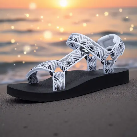 Women's Sports Slide Slip-Ins Sandals - Hook & Loop Adjustable Ankle Strap, Breathable Quick-Drying, Impact Cushion, Arch Support Footbed, Rubber Sole, All Seasons Versatile for Walking Hiking, Outdoor Casual Footwear