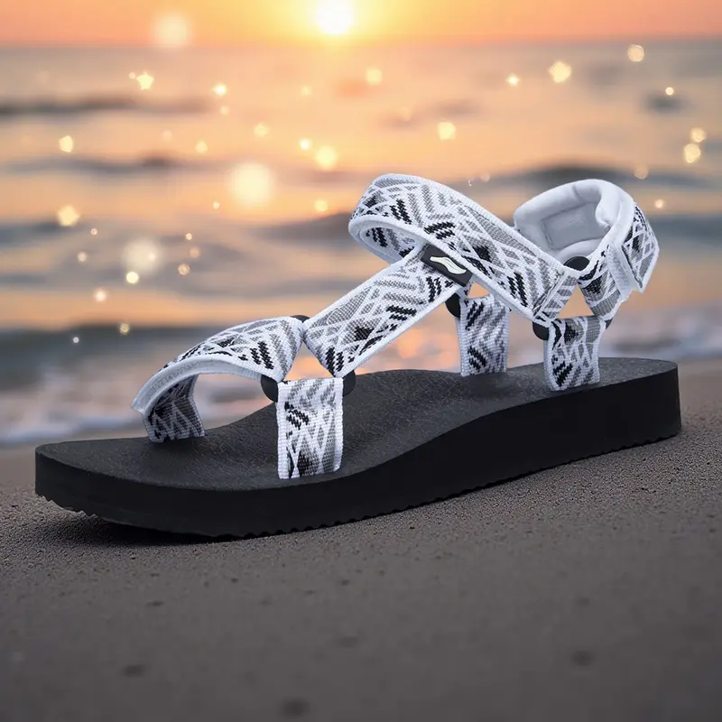 Women's Sports Slide Slip-Ins Sandals - Hook & Loop Adjustable Ankle Strap, Breathable Quick-Drying, Impact Cushion, Arch Support Footbed, Rubber Sole, All Seasons Versatile for Walking Hiking, Outdoor Casual Footwear