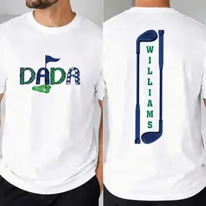 Custom Golf Dad T-Shirt Personalized Name Tee, Funny Golf Father Shirt, Matching Family Golf Graphic Tee, Father’s Day Gift for Dad