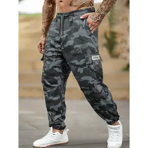 Men'S Plus Size Camo Cargo Pants with Elastic Drawstring Waist & Large Side Pockets - Fashion Casual Joggers for Everyday Comfort, All-Season Wear, Jogging Pants, PLUS SIZE, Men's Sweatpants