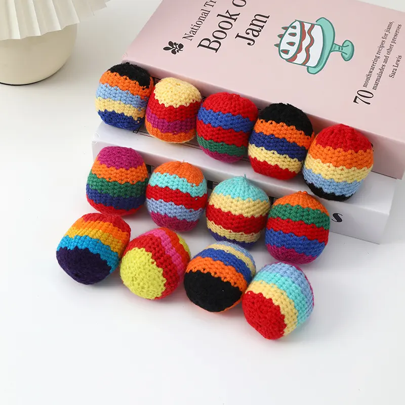 Rainbow  Crochet Hacky Sack Set, Handmade Soft Cotton Footbag Kick Ball, Fun Outdoor Game Toy for Kids & Adults, Beach Backyard Party & Summer Holiday Birthday Gift Gatherings Gifting