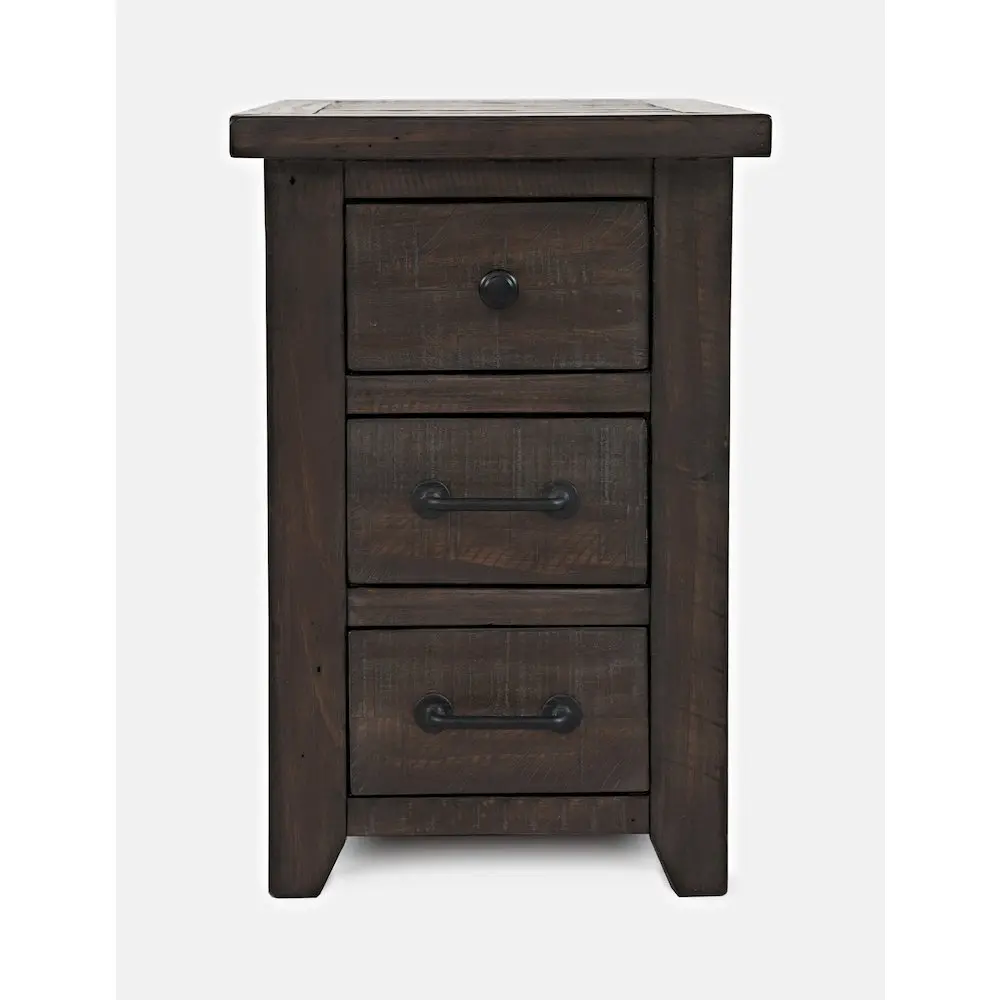 Rustic Reclaimed Pine Farmhouse Harris USB Charging Chairside Table