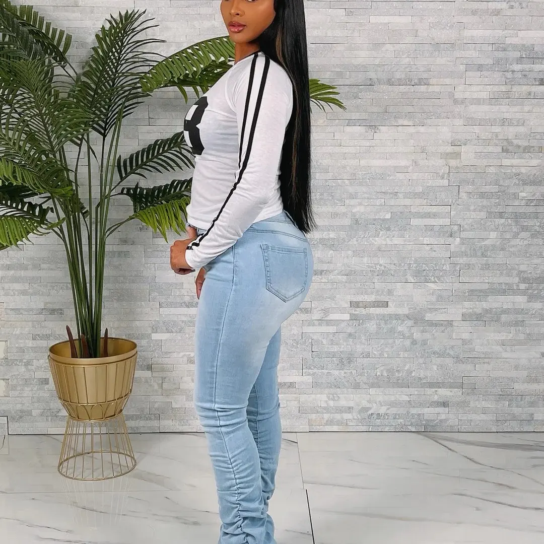 Womenswear Super Stacked Jeans - Stylish Design for Women - Durable and Versatile Footwear - Bottom Cute Casual Streetwear