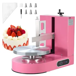 VEVOR Cake Decorating Machine,  Cake Cream Spreading Coating Smearing Machine, Low Noise Cake Frosting Machine, Turntable with Adjustable Scraper, for 6" to 14" Cake, 25-320RPM Rotating Speed, Pink
