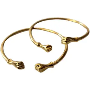 [Gold Bangle] 18k Gold Plated Fist Bangle, 1PC Stackable Boho African Statement Bangles | Fashion Jewelry Gifts