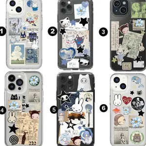 Kawaii digital blue cat phone case, m.iffy aesthetic, nara receipt for iPhone X to 17 –  SS Galaxy S21 to S25 Ultra, Plus with Suction