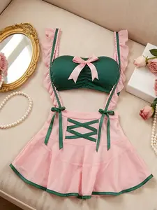 Women's Sleepwear Lingerie Underwear Set Two-Piece Floral Pattern Fitted Soft Comfortable All-Seasons Home Wear Organic Textile Material Outfit Womenswear