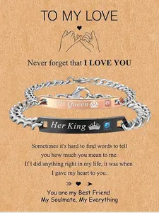 Adjustable Braided Couple Bracelet Set, Heart & Letter Decorations, Unisex Fashion Jewelry Gift, Valentine's Day Present, Trendy Accessories