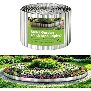 Corrugated Garden Edging Border, 6IN x 40FT Metal Landscape Paver Edging, Sturdy Steel Fence for Garden, Flower Bed Edging, Tree Fence, Yard Edging