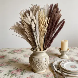 Kitchen Table Centerpiece: Natural Dried Grass Arrangement