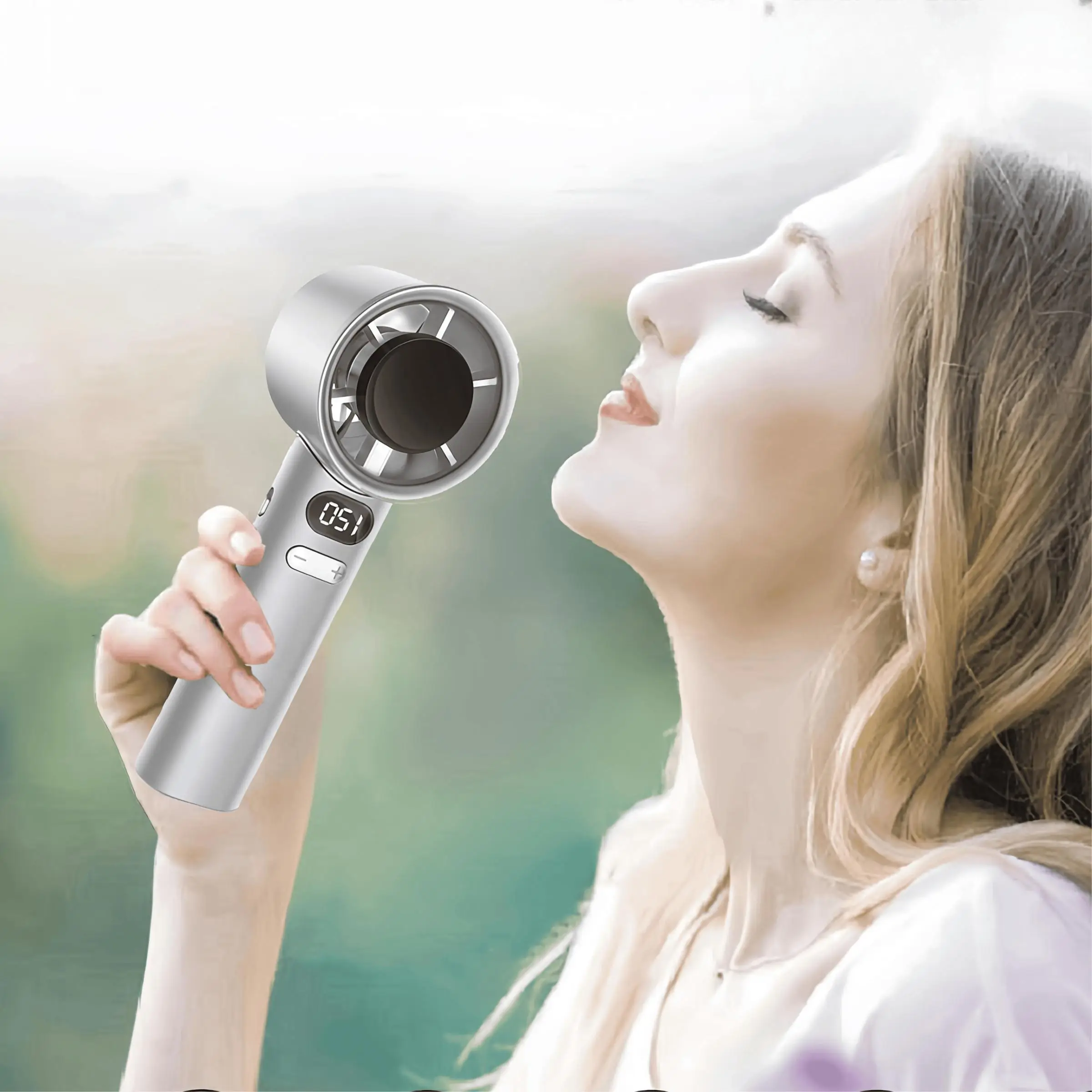 Portable Handheld Fan, USB Rechargeable Mini Fan with Digital Display, Small Electric Fan for Outdoor Camping, Household Appliances