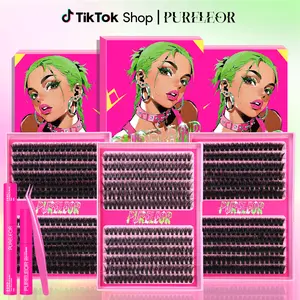 PURELEOR Cluster Lashes Extensions 13-20mm Wispy Clusters Natural Volume Individual Eyelashes Extension Kit & Single