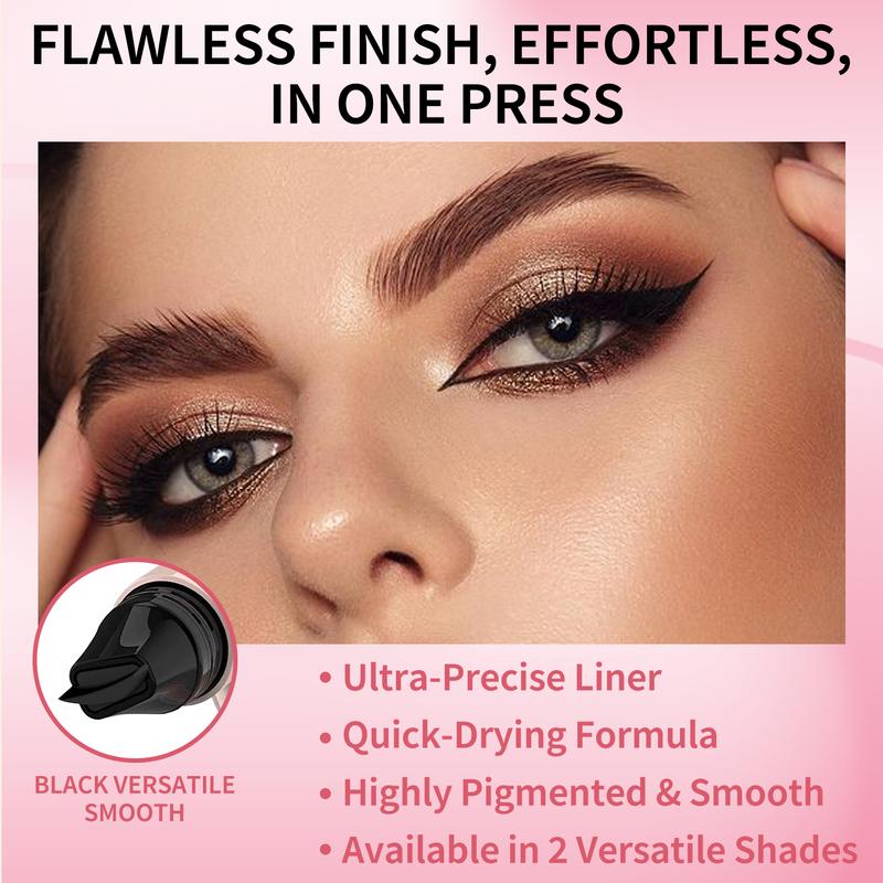 All-in-one Eyeliner Stamp Pen - Precise Application, Versatile & Easy to Use, Compact for On-the-Go Touch-ups, Natural Black & Honey Tea Brown Options