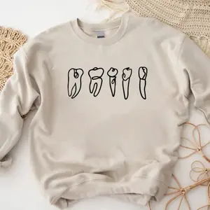 Dental Sweatshirt, Minimalist Tooth Line Art Crewneck, Dentist Gift