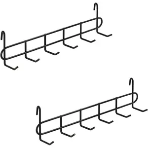 Storage Hooks Rack, 2 Pack - Iron Wire Grid Hooks for Wall Mount Storage and Display, 10.7"x 2.8"x1.8 >>, Black