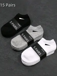 15 Pairs Unisex Crew Socks, Colors, Soft Breathable Material, Ideal for Running, Fitness, Daily Wear