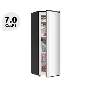 BANGSON 7.0 Cu.ft Upright Freezer Box - Single-Door Home Refrigerator-Freezer, Reversible Door, 3-Level Temperature Control, Energy-Efficient Quiet Household Appliance for Kitchen