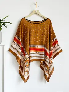 French Bohemian Luxury Chain Design Silk Feel Shawl, Windproof Sandproof Soft Scarf Wrap, Fashionable Versatile Accessory, Boho Style Scarf