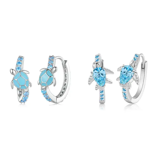 AELNEN 925 Sterling Silver Turtle Hoop Earrings for Women - Sea Animal Jewelry for Gifts