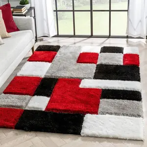 Escondido Red Modern Geometric 3D Textured Shag Rug Escondido Red Modern Geometric 3D Textured Shag Rug