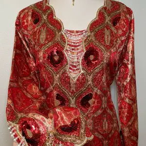 Ruby Heirloom Mukhawar – Italian Silk, Hand-Embellished (Size 56)