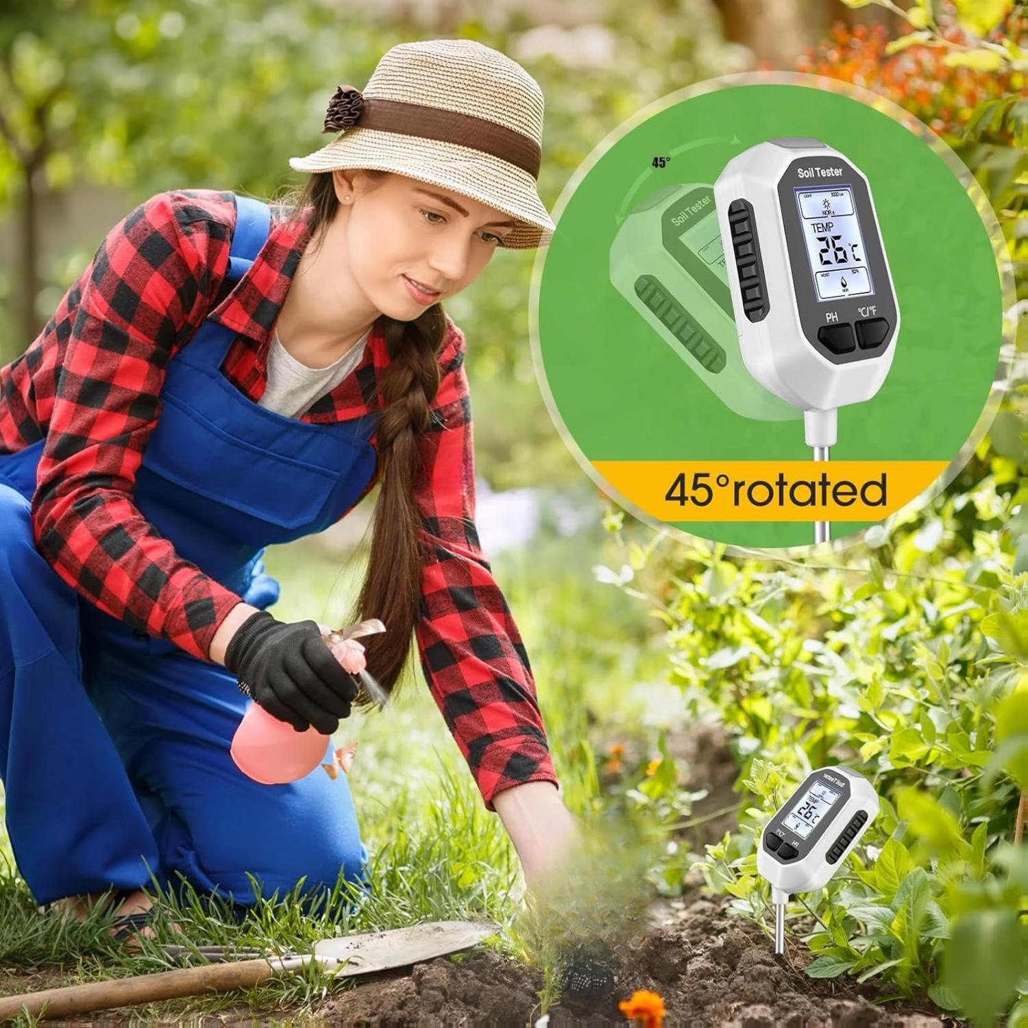 4-in-1 Soil Moisture Meter, Digital Plant Temperature/Soil Moisture Test & PH Meter/, Farming and Outdoor Plants 3-in-1 Soil Moisture and pH Meter meter Digital Multifunction Soil and Plant Meter Plant Soil Moisture Detection Meter Large Capacity Outdoor