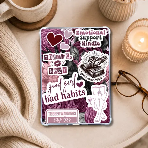 Good Girl Bad Habit Sticker Look Kindle Insert | Clear Case eReader Decor
