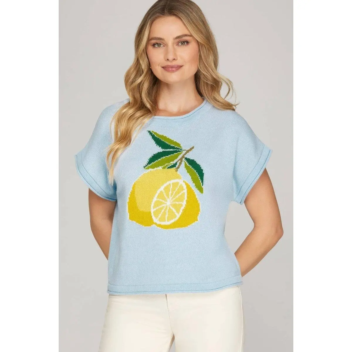 LEMON PRINT KNIT SWEATER