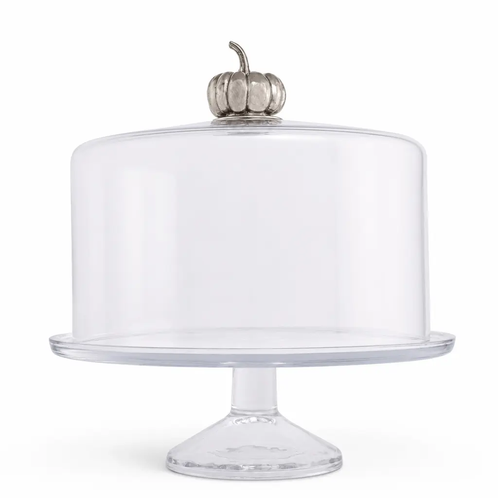 Pumpkin Knob Glass Covered Cake / Dessert Stand